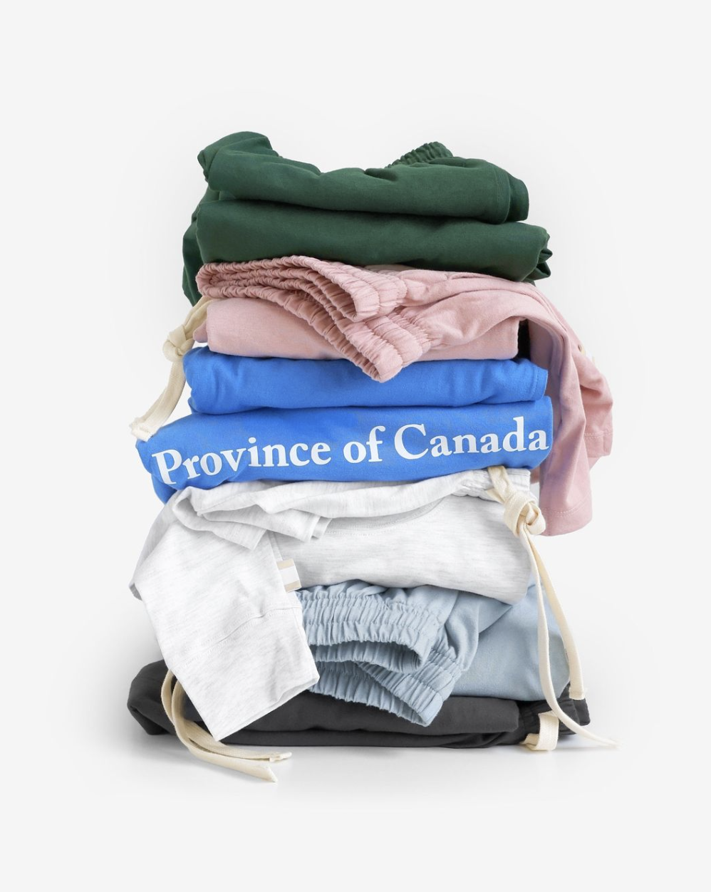 A pile of Province of Canada clothing